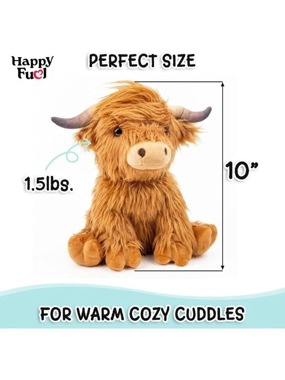 Highland Cow 1.5 Lb Weighted Plush Microwavable Heating Pad Cozy Cow Toy